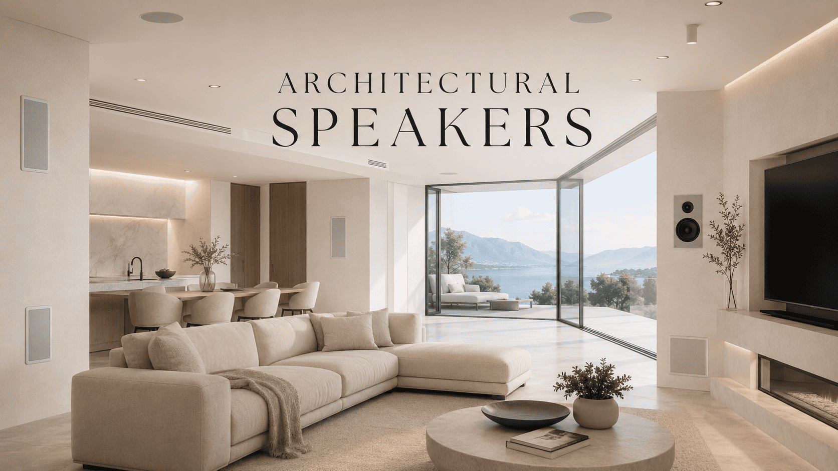 Architectural speakers integrated into a contemporary room