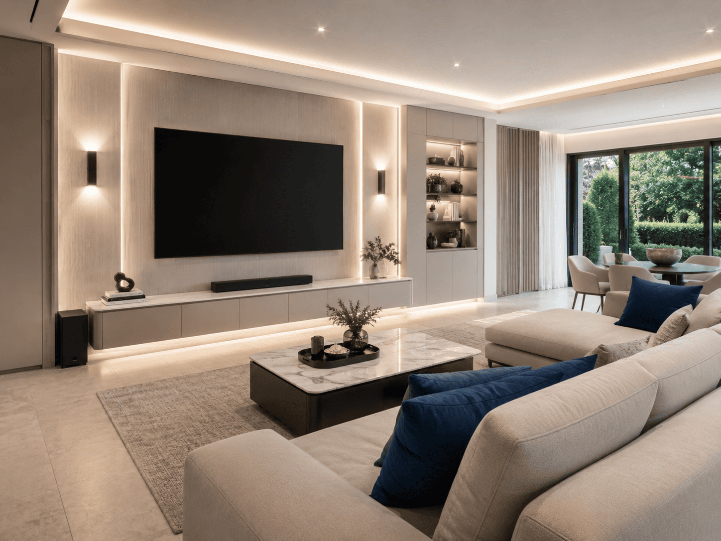 Premium surround sound system inside a home cinema