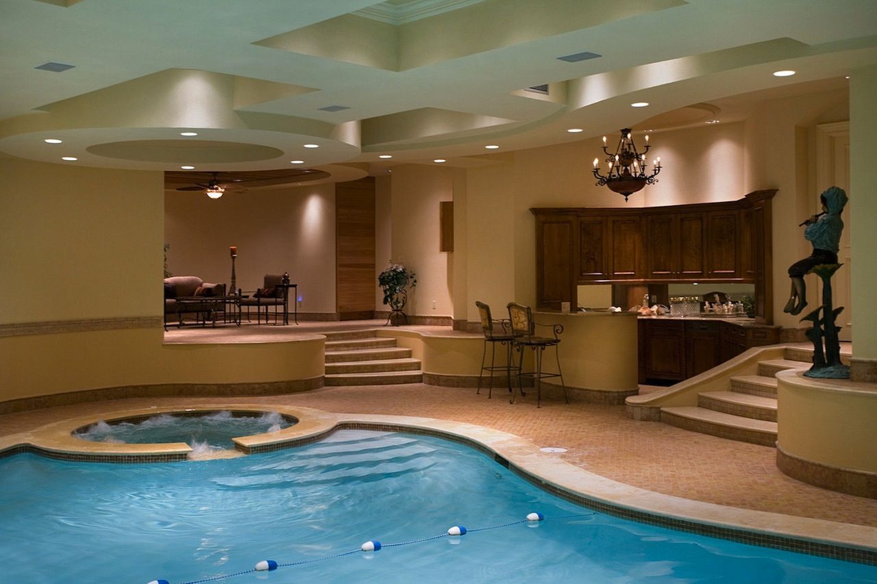 Architectural lighting around a luxury Marbella pool
