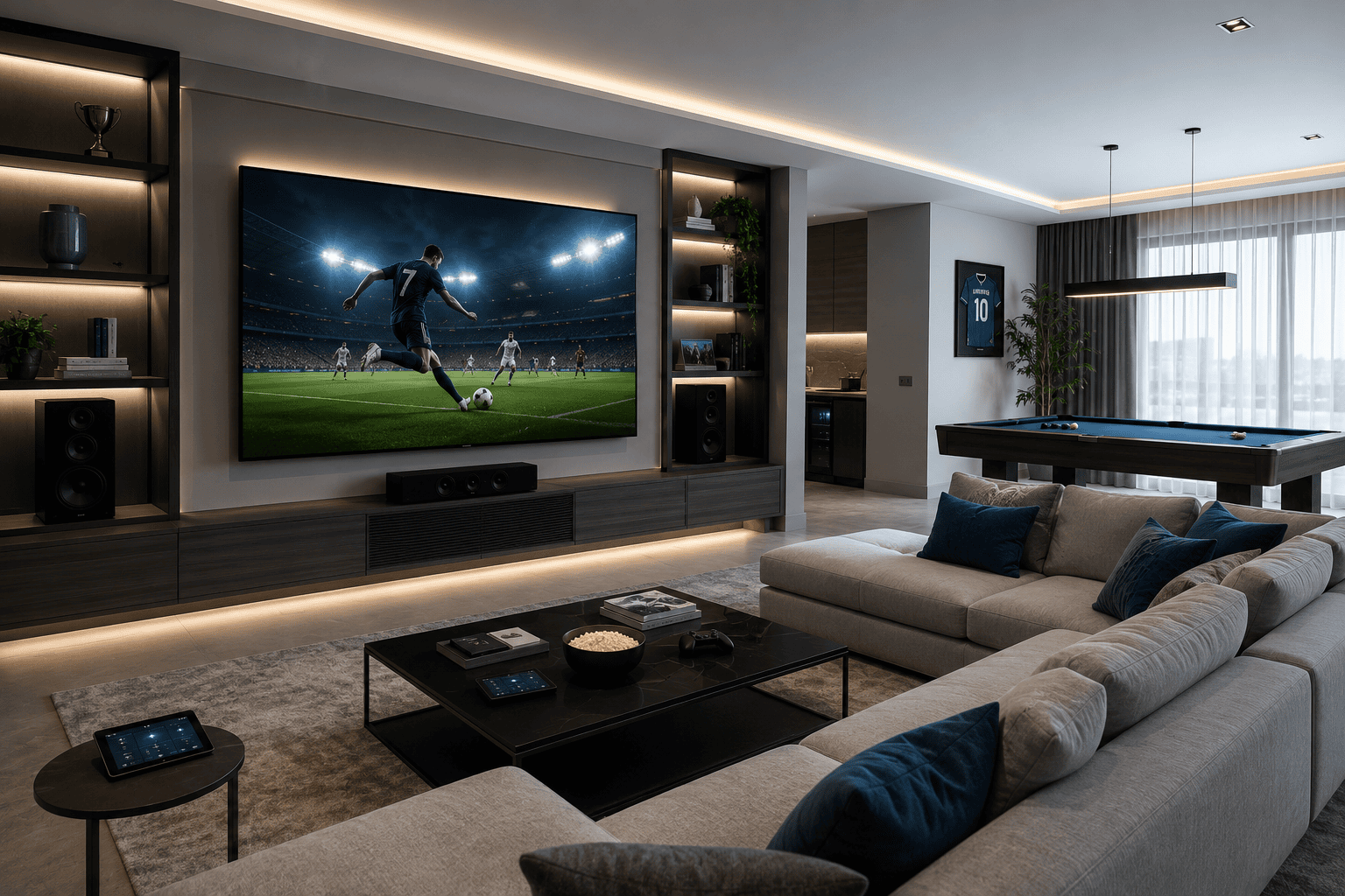 Luxury multi-purpose media room in a Marbella villa